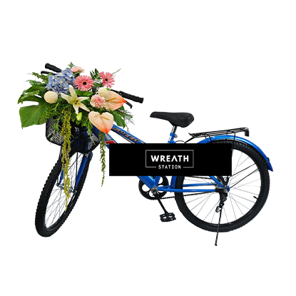 พวงหรีดจักรยาน 24 นิ้ว คุณภาพดี แข็งแรง ทนทาน ตกแต่งด้วยดอกไม้สดสีสดใส