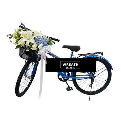พวงหรีดจักรยาน ดอกไม้สดสวยงาม ขนาด 24 นิ้ว ใช้งานได้จริงหรือนำไปบริจาค ทำทานต่อได้